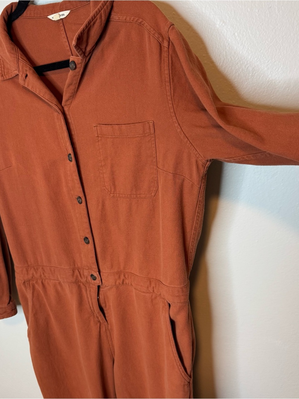 Bridge & Burn Burke Utility Jumpsuit Rust Terracotta Orange Long Sleeve - Picture 6 of 16